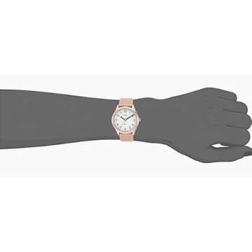 Timex Women's Modern Easy Reader 32mm Watch – Rose Gold-Tone Case White Dial with Beige Genuine Leather Strap