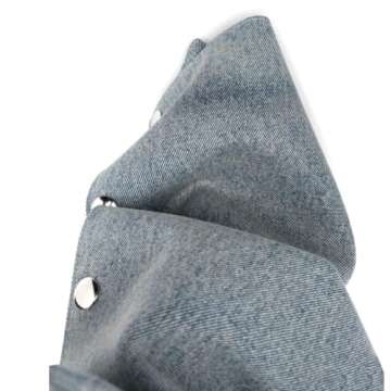 Arqa Womens Stiletto Heel Knee High Boots Pointed Toe Applique Denim Boot with Zipper Silver Buttons...