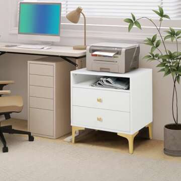 AILEEKISS Nightstands Set of 2 with Wireless Charging Function, Wood Night Stands 2 Sets with Drawers and Open Shelf Storage, Modern Bed Side Tables for Bedroom,Living Room (White 2 Sets)