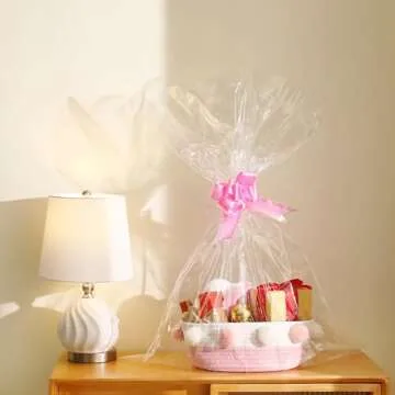 RengaoRise Small Pink Basket for Gifts and Storage