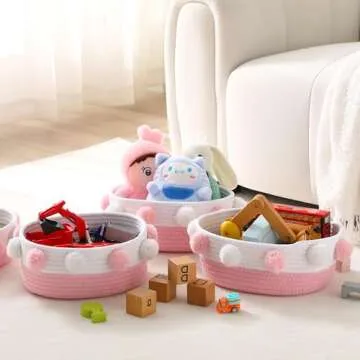 RengaoRise Small Pink Basket for Gifts and Storage