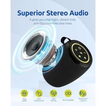 PORTBOR Portable Bluetooth Speaker Wireless, Powerful Stereo Small Speaker, IPX5 Waterproof, 15H Pla...