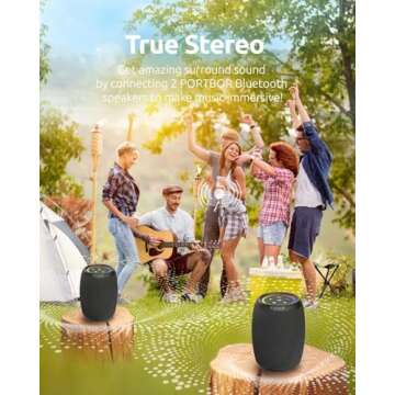 PORTBOR Portable Bluetooth Speaker - Waterproof and Powerful Sound