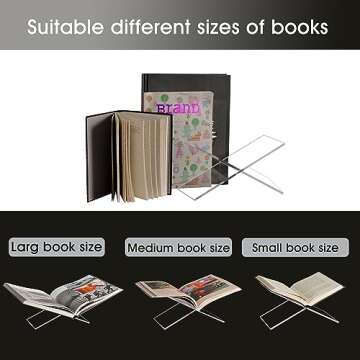LIZ QNNALY Large Clear Acrylic Book Stand - Perfect for Displaying Open Books on Your Coffee Table - Ideal for Bibles, Cook Books, Guest Books, Magazines, Each with a Lucite Paperweight (Clear)