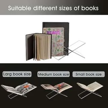LIZ QNNALY Large Clear Acrylic Book Stand - Perfect for Displaying Open Books on Your Coffee Table - Ideal for Bibles, Cook Books, Guest Books, Magazines, Each with a Lucite Paperweight (Clear)