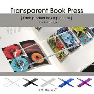 LIZ QNNALY Large Clear Acrylic Book Stand - Perfect for Displaying Open Books on Your Coffee Table - Ideal for Bibles, Cook Books, Guest Books, Magazines, Each with a Lucite Paperweight (Clear)