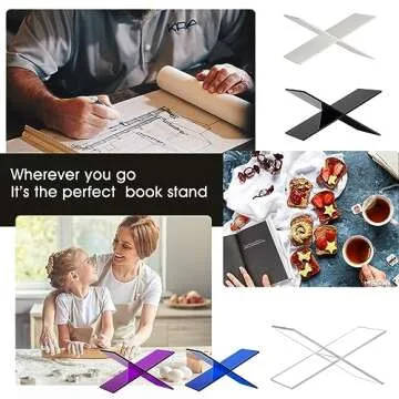 LIZ QNNALY Large Clear Acrylic Book Stand - Perfect for Displaying Open Books on Your Coffee Table - Ideal for Bibles, Cook Books, Guest Books, Magazines, Each with a Lucite Paperweight (Clear)