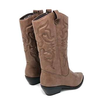 Soda Women Cowgirl Cowboy Western Stitched Boots Pointy Toe Knee High Reno-S (Dark Tan, 8.5)