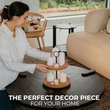 Decorative Wooden Tiered Tray Stand - Beautiful Two Tiered Coffee Table Serving Tray Enhances Your Seasonal Modern Farmhouse Decor - The Perfect Centerpiece for Your ChristmasTable Decorations