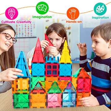 Colorful Magnetic Tiles for Toddlers - STEM Learning Toys
