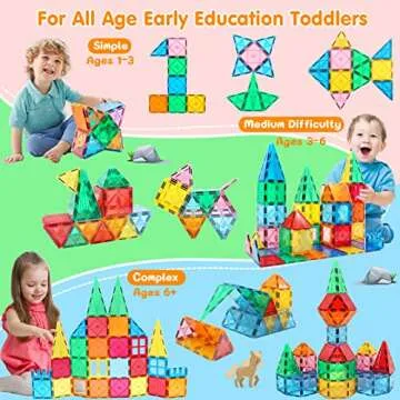 Colorful Magnetic Tiles for Toddlers - STEM Learning Toys