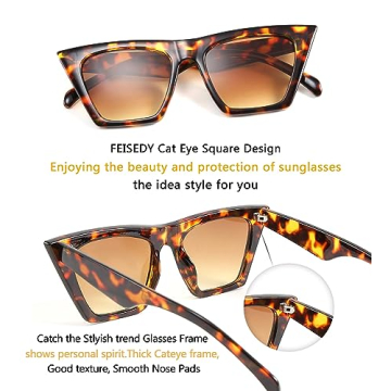 FEISEDY Vintage Cat Eye Sunglasses UV400 Protection