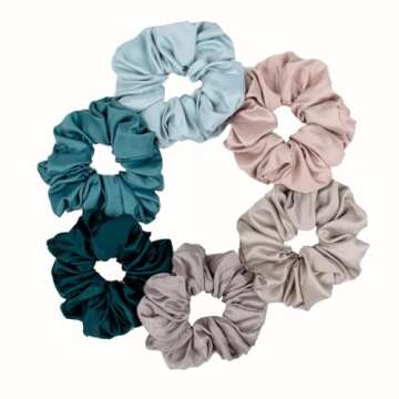 6 Pieces Satin Silk Scrunchies for hair, Big Hair Scrunchies Satin Hair Ties Ponytail Holder No Hurt...