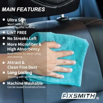 FIXSMITH Microfiber Cleaning Cloths for Home and Car Use