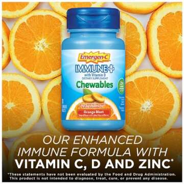 Emergen-C Immune+ Chewables 1000mg Vitamin C Orange Blast