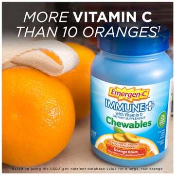 Emergen-C Immune+ Chewables 1000mg Vitamin C Orange Blast