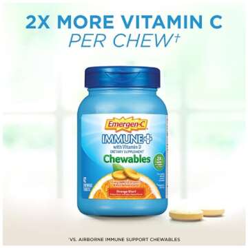 Emergen-C Immune+ Chewables 1000mg Vitamin C Orange Blast