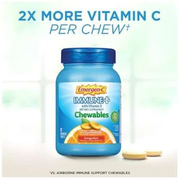 Emergen-C Immune+ Chewables 1000mg Vitamin C Orange Blast