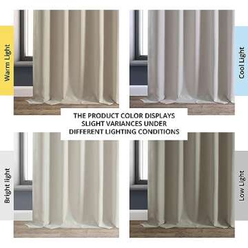 HPD HALF PRICE DRAPES Solid Thermal Insulated Blackout Curtains for Bedroom 108 Inches Long Curtain (1 Panel) Signature Blackout Linen Window Curtains for Living Room, 50W x 108L, Caravan Beige