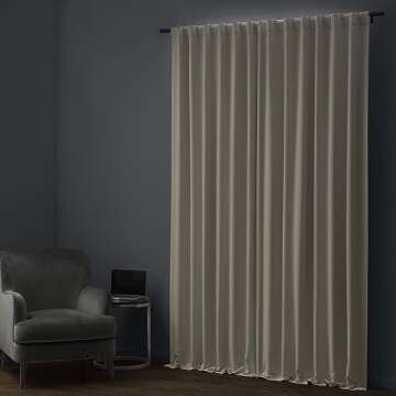 HPD HALF PRICE DRAPES Solid Thermal Insulated Blackout Curtains for Bedroom 108 Inches Long Curtain (1 Panel) Signature Blackout Linen Window Curtains for Living Room, 50W x 108L, Caravan Beige