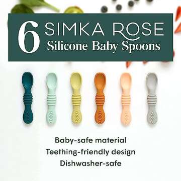 Simka Rose Silicone Baby Spoons Set for Self Feeding - Safe, Durable & Easy to Clean
