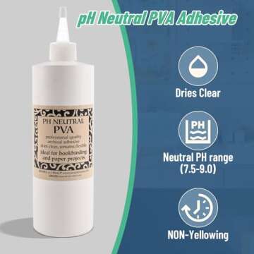 Lineco Books by Hand pH Neutral Adhesive, Archival Quality Acid-Free Dries Clear and Quick Water Sol...