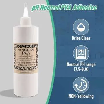 Lineco Books by Hand pH Neutral Adhesive, Archival Quality Acid-Free Dries Clear and Quick Water Sol...