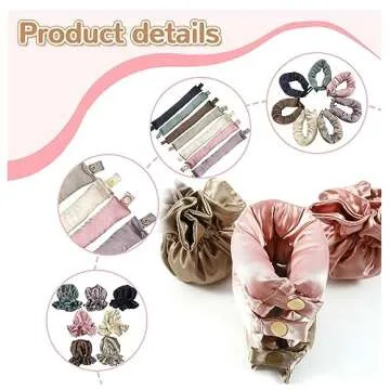 Miyinla Satin Heatless Hair Curler, 6PCS Hair Rollers for Heatless Curls with Hair Caps, Curling Set...