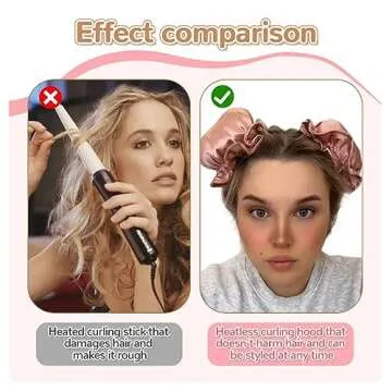 Miyinla Satin Heatless Hair Curler, 6PCS Hair Rollers for Heatless Curls with Hair Caps, Curling Set for Sleep in Overnight, Lotus Root Powder Color