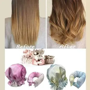 Miyinla Satin Heatless Hair Curler, 6PCS Hair Rollers for Heatless Curls with Hair Caps, Curling Set for Sleep in Overnight, Lotus Root Powder Color