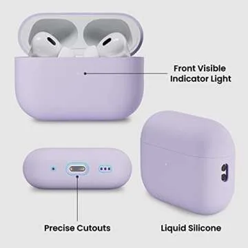 ORNARTO Compatible with AirPods Pro 2 Case 2022, Full Protective Hybrid Silicone for AirPods Pro 2nd Generation Case, Front LED Visible Skin Cover-Pastel Lilac