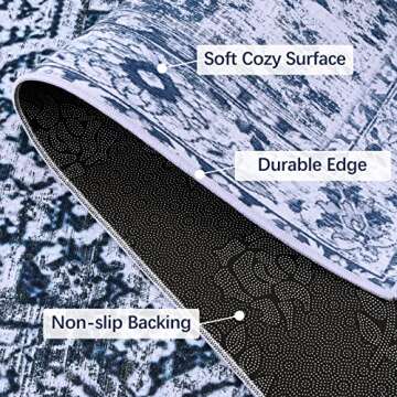 YJ.GWL Boho Floral 2x3 Rug, Machine Washable & Non-Slip