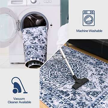 YJ.GWL Boho Floral 2x3 Rug, Machine Washable & Non-Slip