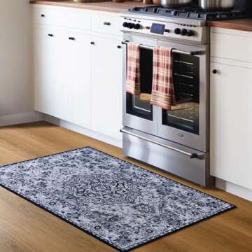 YJ.GWL Boho Floral 2x3 Rug, Machine Washable & Non-Slip