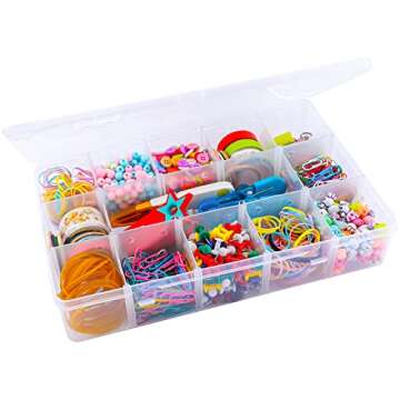 15 Large Grids Plastic Organizer Box with Dividers, Exptolii Clear Compartment Container Storage for...