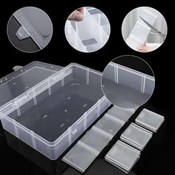 15 Large Grids Plastic Organizer Box with Dividers, Exptolii Clear Compartment Container Storage for Washi Tapes Beads Crafts Jewelry Fishing Tackles, Size 11 x 6.3 x 2.2 in