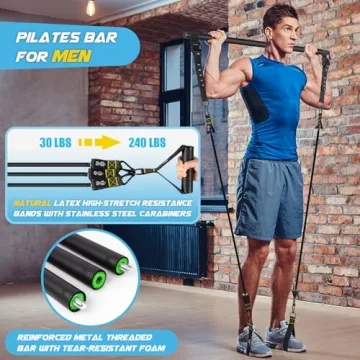 Pilates Bar Kit - Portable Home Gym Resistance Bands