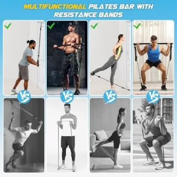 Pilates Bar Kit - Portable Home Gym Resistance Bands