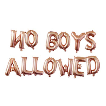 AnnoDeel 16inch NO BOYS ALLOWED Rose Gold Foil Balloons Banner for Bachelorette Party Decoration