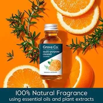 Grove Co. Multi-Purpose Cleaner, Refill Concentrate (2 x 1 Oz) + Glass Spray Bottle (16 Oz), Plant-b...