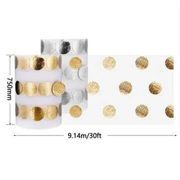2pcs Gold and Silver Polka Dots Tulle Fabric, 3'' x 10 Yards DIY Shimmer Tulle Ribbon Rolls for Hair Bows, Gift Wrapping, Tutu Skirt