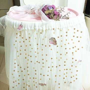 2pcs Gold and Silver Polka Dots Tulle Fabric, 3'' x 10 Yards DIY Shimmer Tulle Ribbon Rolls for Hair Bows, Gift Wrapping, Tutu Skirt