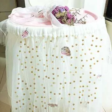 2pcs Gold and Silver Polka Dots Tulle Fabric, 3'' x 10 Yards DIY Shimmer Tulle Ribbon Rolls for Hair Bows, Gift Wrapping, Tutu Skirt