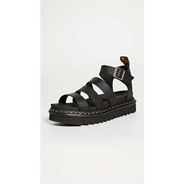 Dr. Martens Women's Blaire Fisherman Sandal, Black Hydro Leather,