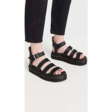 Dr. Martens Women's Blaire Fisherman Sandal, Black Hydro Leather,