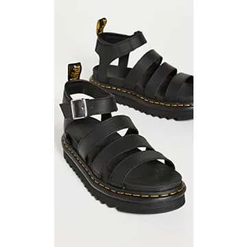 Dr. Martens Women's Blaire Fisherman Sandal, Black Hydro Leather,