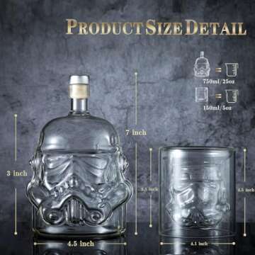 Whiskey Decanter Set with Star Wars Stormtrooper Design, 4 Glasses, Whiskey Stones, Perfect for Gift...