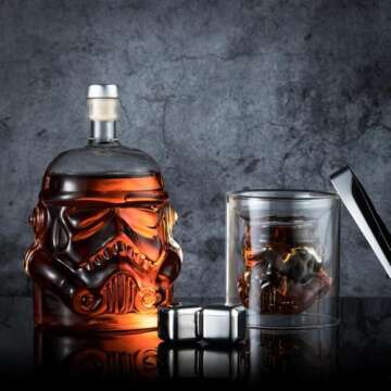Whiskey Decanter Set with Star Wars Theme and Glasses