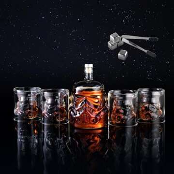 Whiskey Decanter Set with Star Wars Theme and Glasses