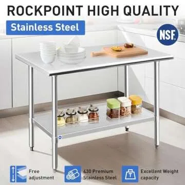 ROCKPOINT Heavy Duty Stainless Steel Table 24x48